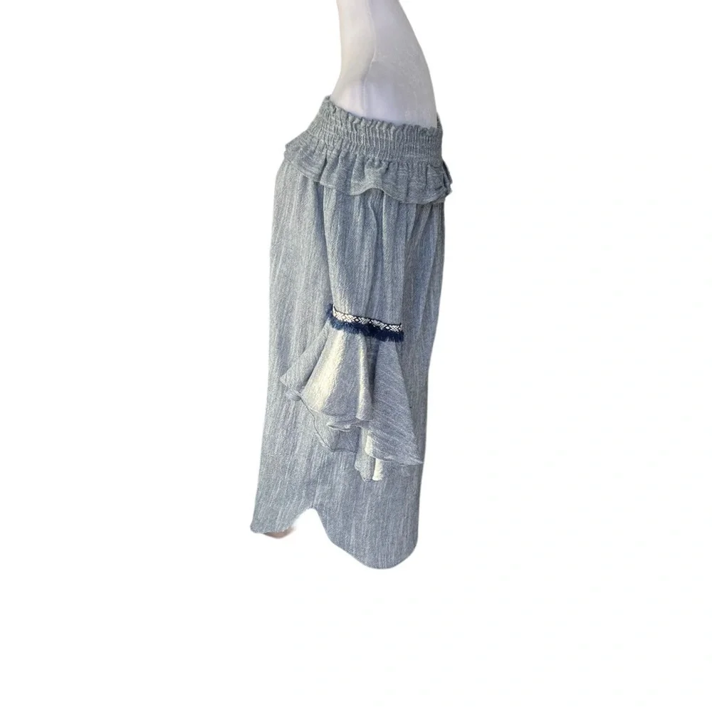 MISA Los Angeles - Vanessa Denim Chambray Off Shoulder Dress Sz XS